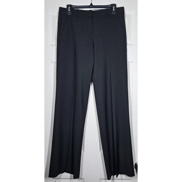 Theory Denim - THEORY Black Emery Stretch Wool Wide Leg Flare Dress Work Trousers Pants Size 6